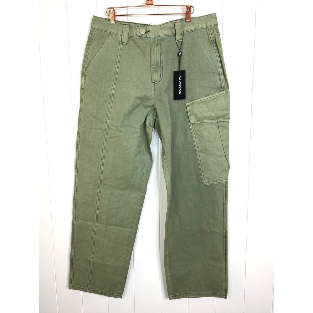 NWT One Teaspoon Khaki New Fiction Wide Leg Cargo Jeans Size 33